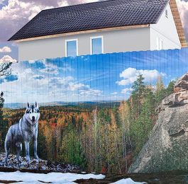 Профнастил с рисунком, с фотопечатью волк в горах